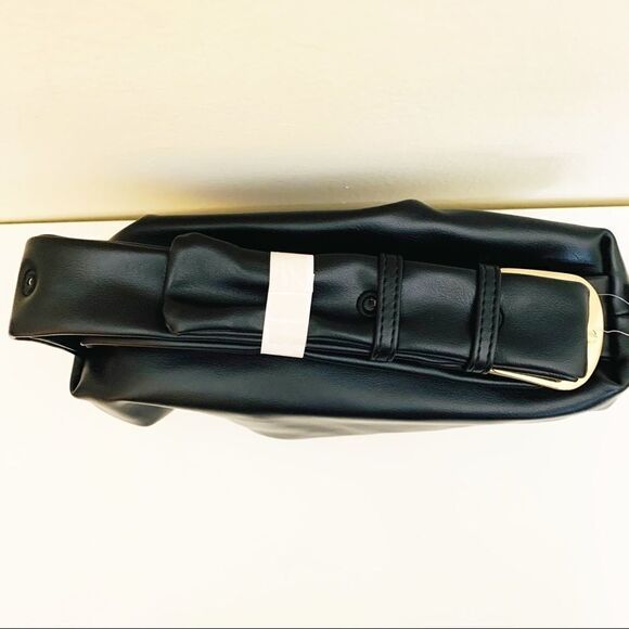 Vegan Leather Upside Down Shoulder Bag, Black - Picture 11 of 16